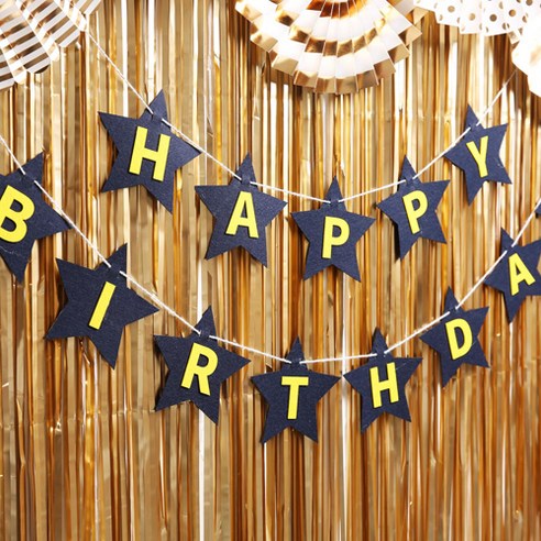 파티해 펠트 스타 생일가랜드, 네이비