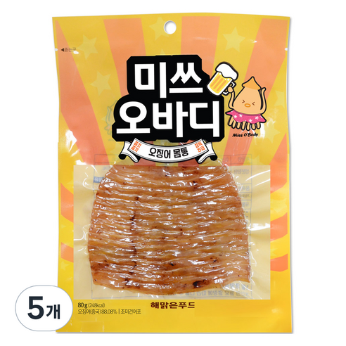 해맑은푸드 미쓰오바디 오징어, 5개, 80g