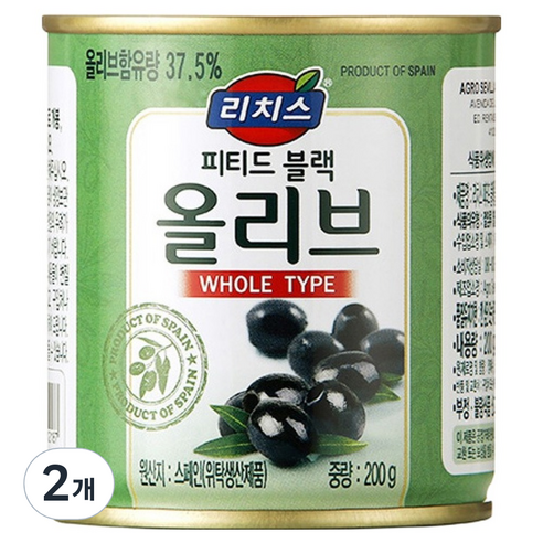 리치스 피티드 블랙올리브, 200g, 2개