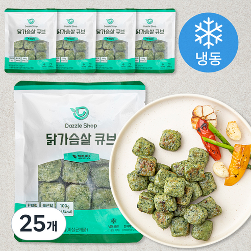 다즐샵 닭가슴살 큐브 깻잎맛 (냉동), 100g, 1개입, 25개