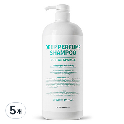 더블유피부연구소 딥 퍼퓸 샴푸 코튼스파클향, 5개, 1500ml
