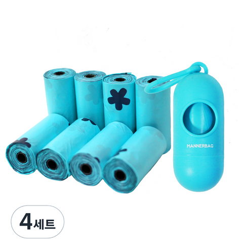 매너백 배변봉투 배변통 + 리필봉투, 민트색, 135개입, 4세트