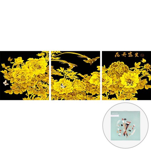 아트조이 DIY 명화 그리기 3단세트 50x50cm, Gold Flower (골드펄)