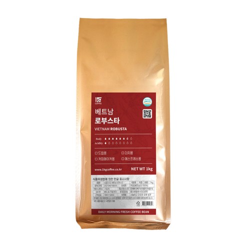 1킬로커피 싱글오리진 베트남 로부스타, 1kg, 1개, 홀빈(분쇄안함)