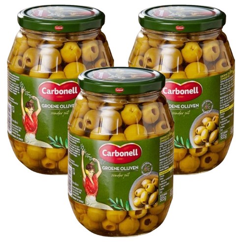 카르보넬 피티드 그린 올리브, 935g, 3개