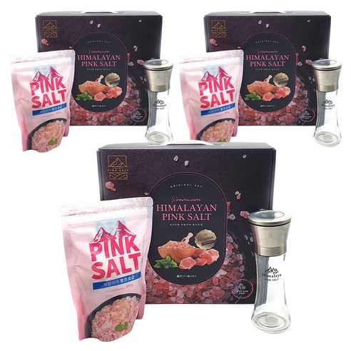 탑스코리아 히말라야 핑크소금 500g + 스테인리스 그라인더 세트, 3세트