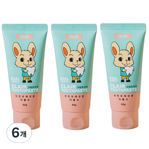 이엘 키즈 크레르 치약, 60g, 6개