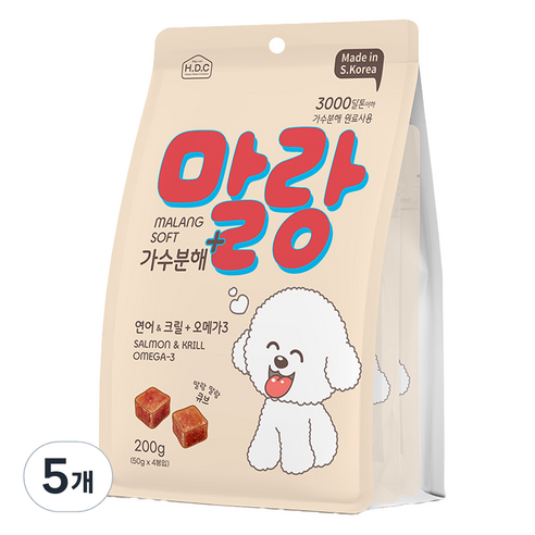 강아지 말랑소프트 가수분해 + 오메가3 간식 4p, 200g, 5개