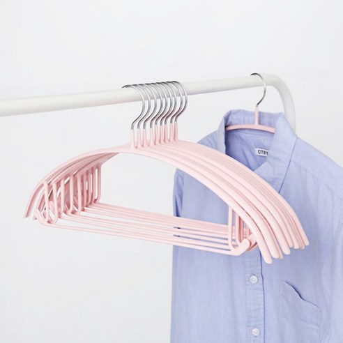 코멧 홈 어깨 뿔 방지 논슬립 옷걸이, 핑크, 10개