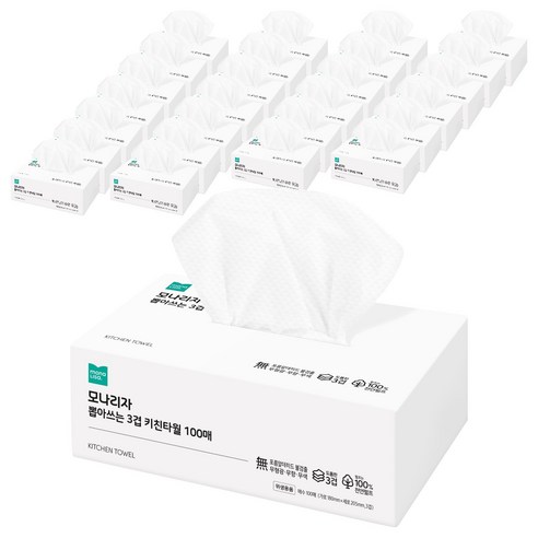 모나리자 뽑아쓰는 3겹 천연펄프 키친타월, 100개입, 27개