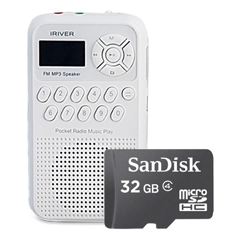 아이리버 라디오 플레이어 + 마이크로 SD 카드 32GB 세트, 화이트, IRS-B202(플레이어)