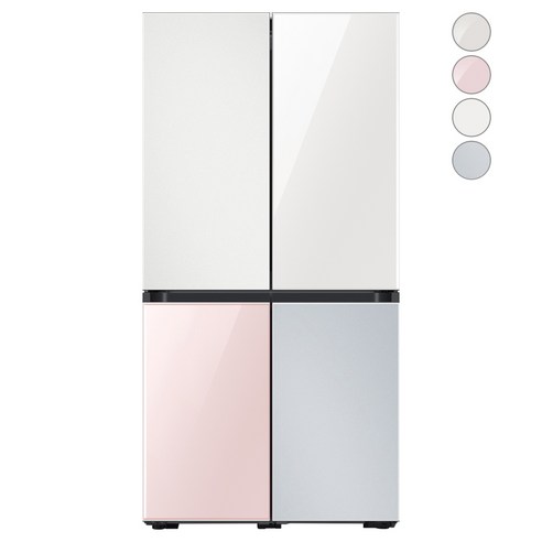 [색상선택형] 삼성전자 비스포크 프리스탠딩 냉장고 방문설치, RF85A9241AP, 코타 화이트 + 글램 화이트 + 글램 핑크 + 코타 페블