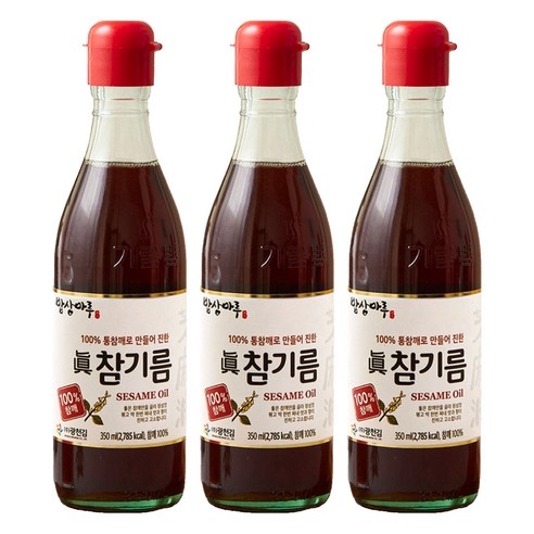 밥상마루 100% 참깨로 만들어 진한 참기름, 350ml, 3개
