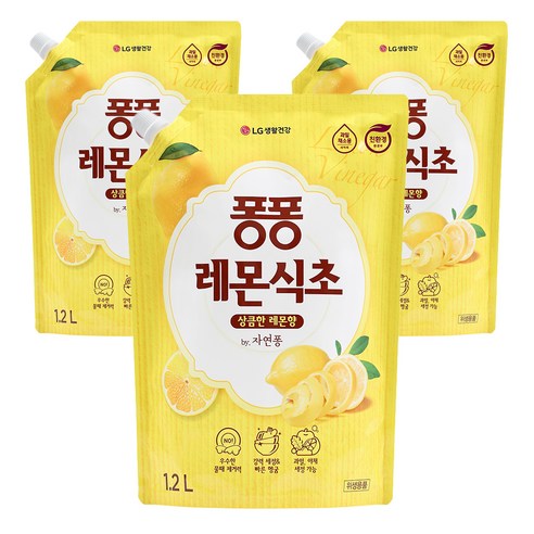 퐁퐁 주방세제 레몬식초 용기, 3L, 1개