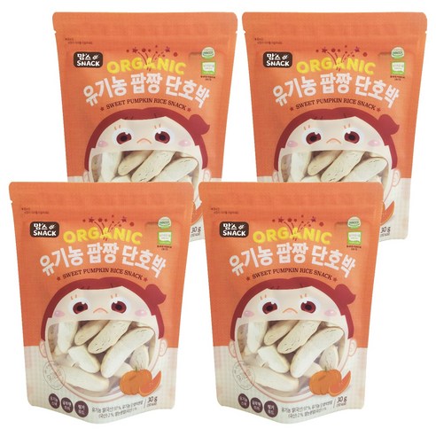 맘스스낵 유기농 팝짱 단호박, 단호박맛, 30g, 4개