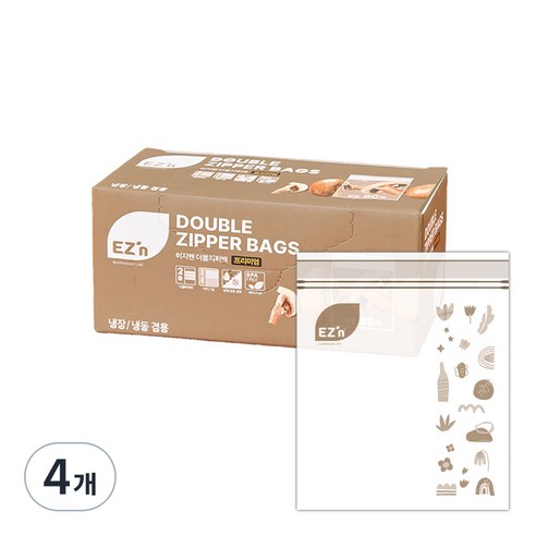 EZn이지엔 프리미엄 더블지퍼백 냉장 냉동 겸용, 중(M), 80개입, 4개
