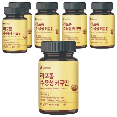 바이오리즘 리포좀 수용성 커큐민 강황 72g, 6개, 120정