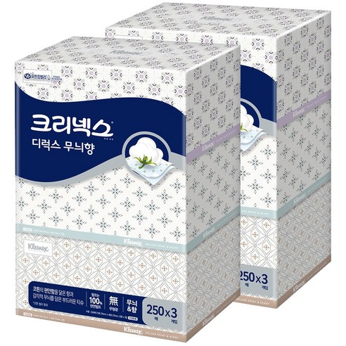 크리넥스 무늬향각티슈 250매 3입 2팩, 3개입, 2개