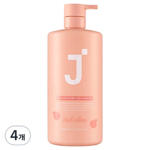 제이숲 실크 케라틴 단백질 샴푸 피치 에디션, 1L, 4개