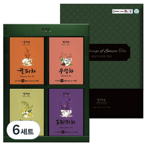 다예 우리 차 4종 선물세트, 모과차 5p + 귤피차 5p + 도라지차 5p + 우엉차 5p, 6세트