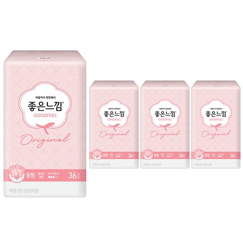 좋은느낌 오리지널 울트라슬림 생리대 날개형, 중형, 36개입, 4팩