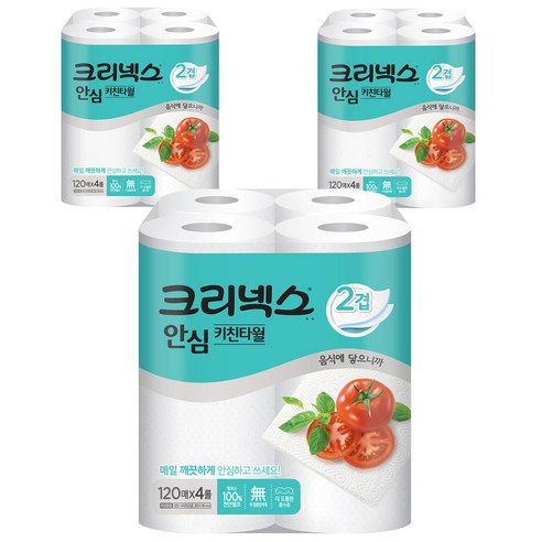 크리넥스 안심 키친타월 120매, 12개