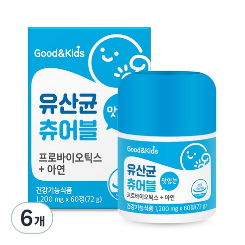 내츄럴플러스 굿앤키즈 유산균 츄어블, 60정, 6개