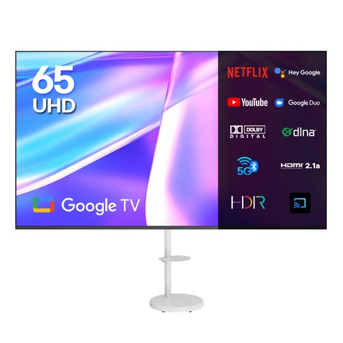 이노스 4K UHD LED 구글 TV + 대형 삼탠바이미 티비 스탠드 삼텐바이미 TV 거치대 FS-30 화이트 세트, 164cm(65인치), S6501KU, 방문설치