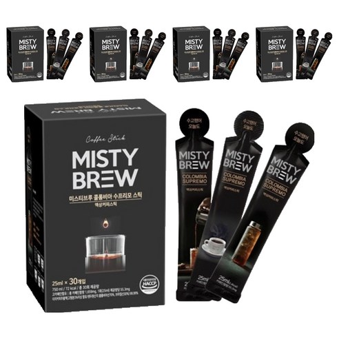 미스티브루 더치커피 콜롬비아 수프리모 액상스틱, 25ml, 30개입, 5개