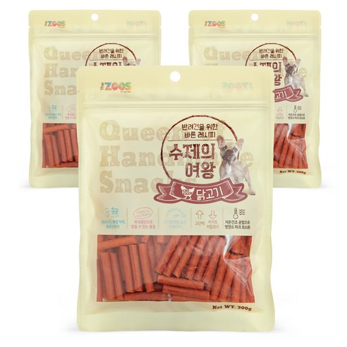 수제의여왕 반려견을 위한 바른레시피 수제간식 300g, 닭고기, 3개