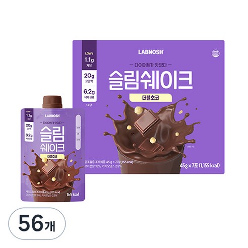 랩노쉬 슬림쉐이크 더블초코, 45g, 56개