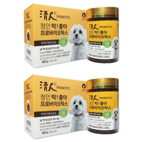 청인 강아지 딱좋아 영양제, 장건강/유산균, 2개, 400g