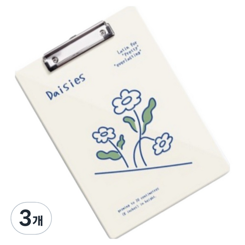꼬까 플레이트 글자판 클립보드 A4, 8 데이지, 3개