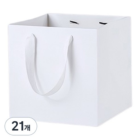 마켓감성 컬러 와이드 정사각 쇼핑백 중, 화이트, 21개