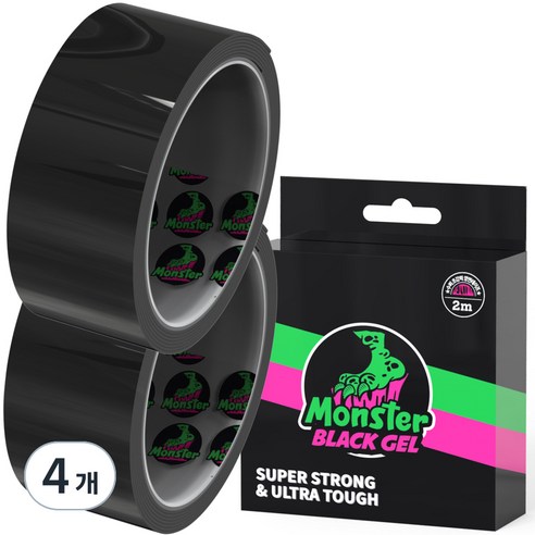 몬스터클리어겔 초강력 양면테이프 40mm x 2m, 블랙, 4개