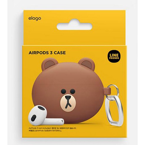 Elago Line Friends AirPods 第三代保護套, 棕色, 1組, 單品- 耳機盒