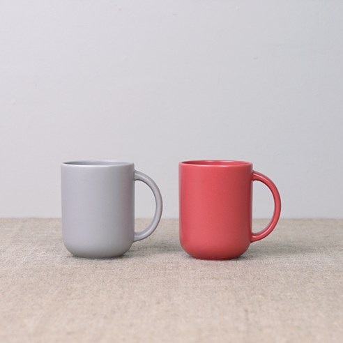 보울보울 국산 레트로라인 핸들머그 360ml, 로제핑크+애쉬그레이, 2개