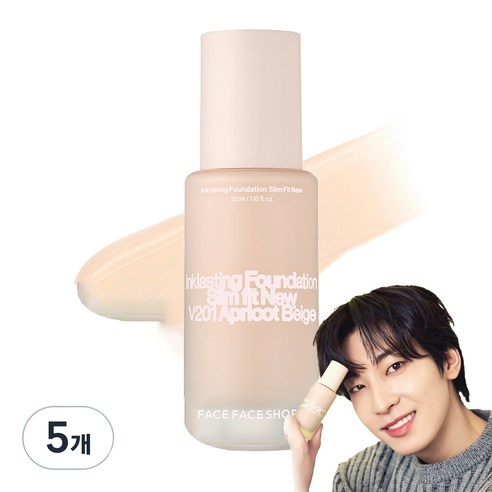 더페이스샵 잉크래스팅 파운데이션 슬림핏 뉴 35ml, V201, 5개