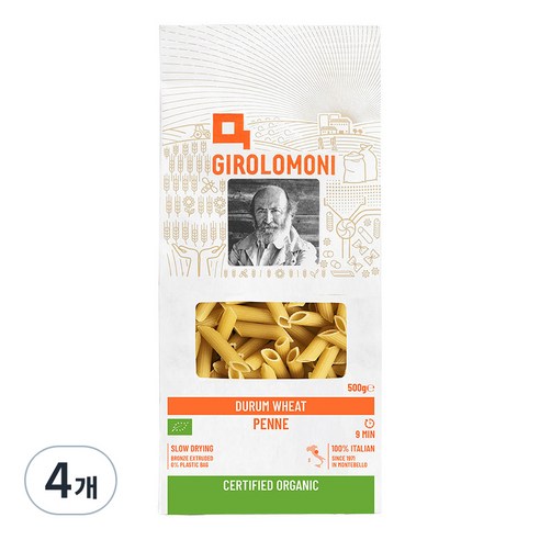 지롤로모니 유기농 파스타 펜네, 500g, 4개