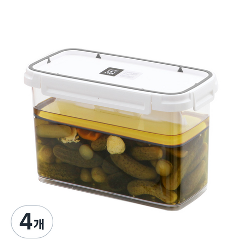 수납이야기 스카이락 와이드 누름판 3호 밀폐용기, 4개, 2.5L
