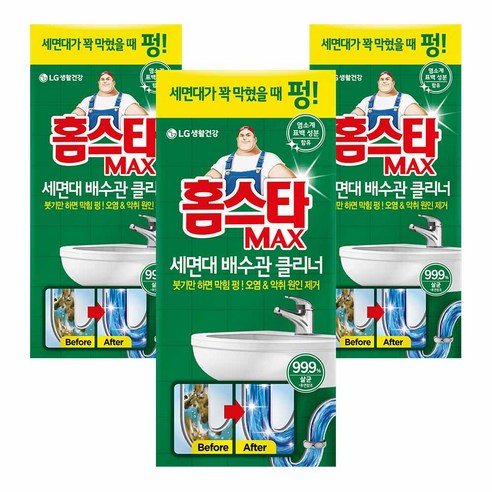 홈스타 맥스 세면대 배수관 클리너, 320ml, 3개