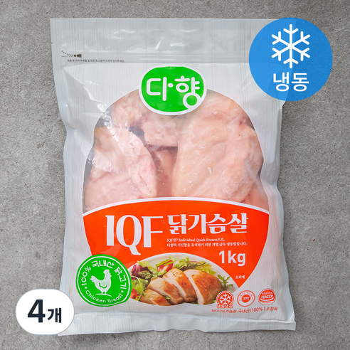다향 IQF 닭가슴살 (냉동), 1kg, 4개