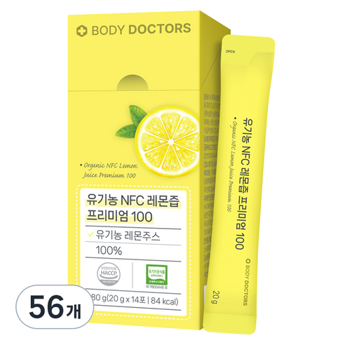 바디닥터스 유기농 NFC 레몬즙 프리미엄 100, 20g, 56개