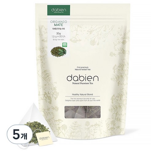다비앙 유기농 마테차 생분해 티백, 1.5g, 20개입, 5개