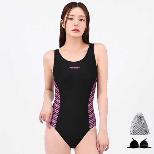아쿠아티카 여성 원피스수영복 AQA1355 + 언더브라 랜덤 발송 + 수영비닐백 세트