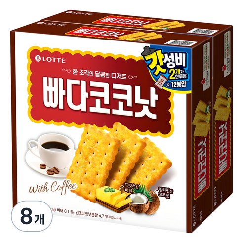 롯데웰푸드 빠다코코낫, 300g, 8개