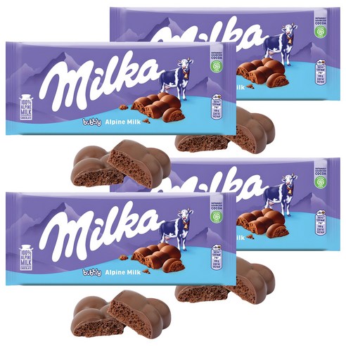 밀카 버블리 초콜릿, 100g, 4개