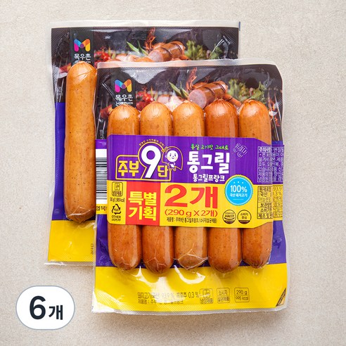 목우촌 주부9단 통그릴 프랑크, 290g, 6개