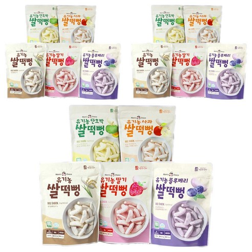 맛있는풍경 유기농 쌀떡뻥 딸기 25g + 사과 25g + 블루베리 25g + 단호박 25g + 플레인 25g, 125g, 3세트