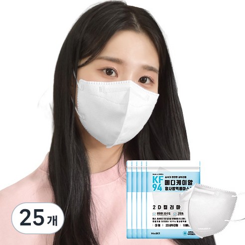메디케이알 새부리형 황사방역 마스크 대형 KF94, 10개입, 25개, 흰색